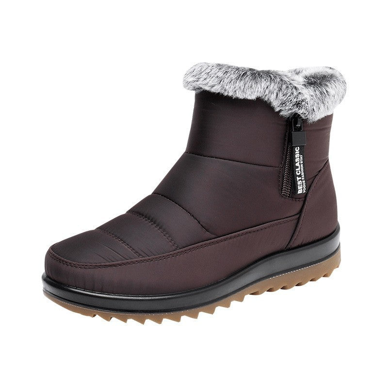 Winter Snow Boot With Side Zipper Fashion Warm Plush Ankle Boots Women's Fleece Short Shoes